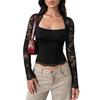 Women's Lace Long Sleeve Going Out Tops Sexy Y2K Slim Fit Shirts