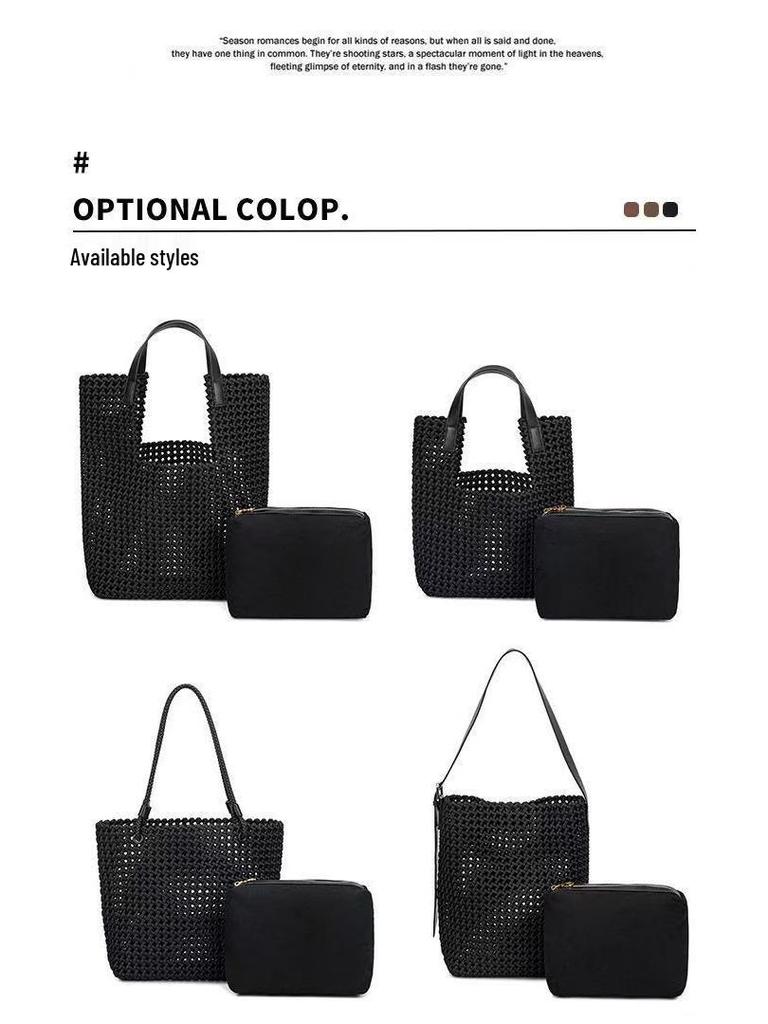 New Large Capacity Hand-Woven Pinwheel Knot Tote Bag with Niche Cutout Design for Mother and Child.