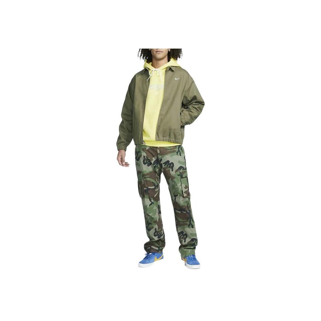 Nike Solid Color Logo Casual Collar Jacket Men Outerwear Green DQ6335-222