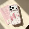 Pink butterfly is suitable for anti-drop iPhone15 female creative contrasting colors Apple 17/16 Pro mobile phone case spring creative