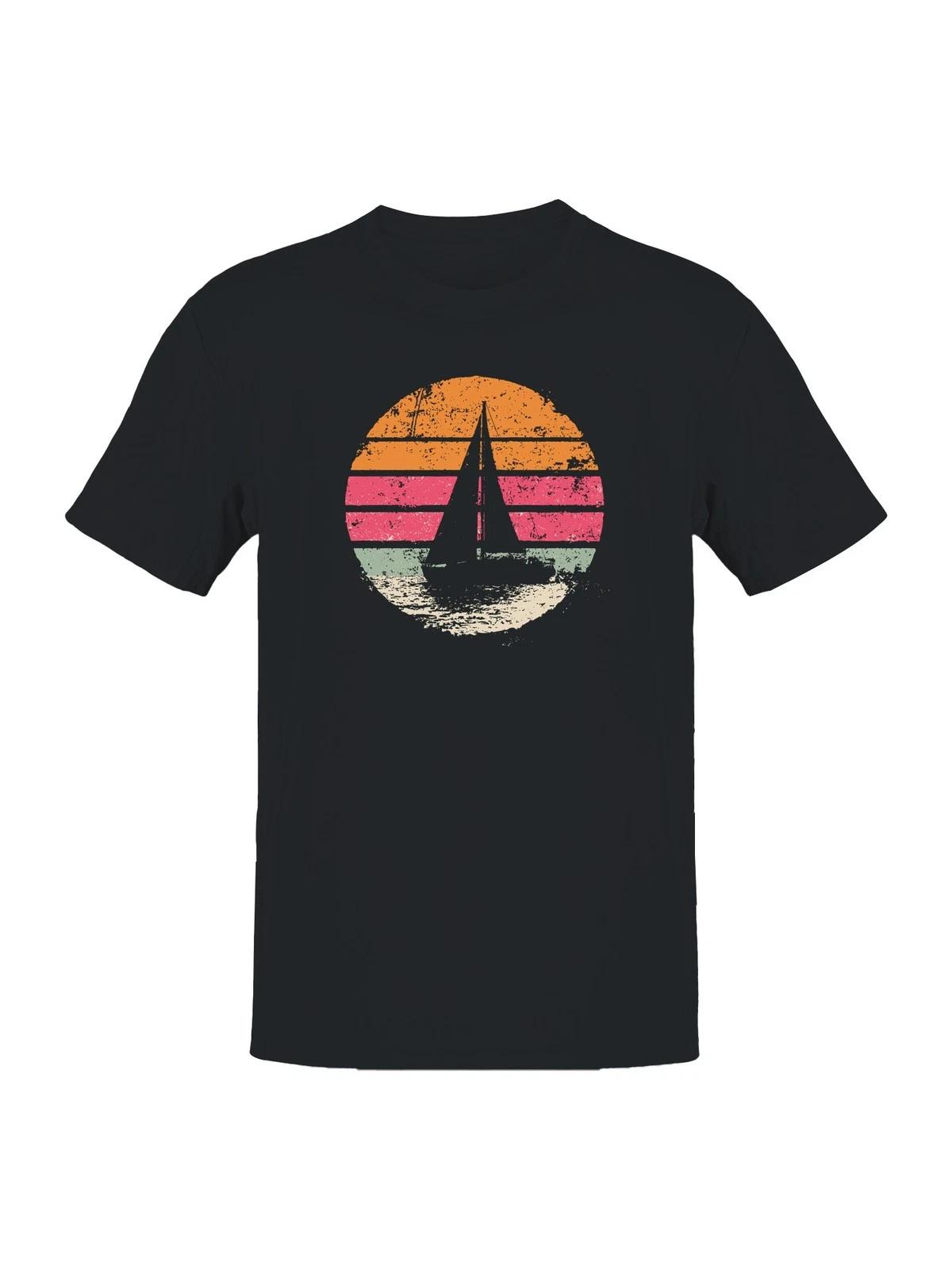 Мужская футболка «Ретро-закат: Парусное приключение» S