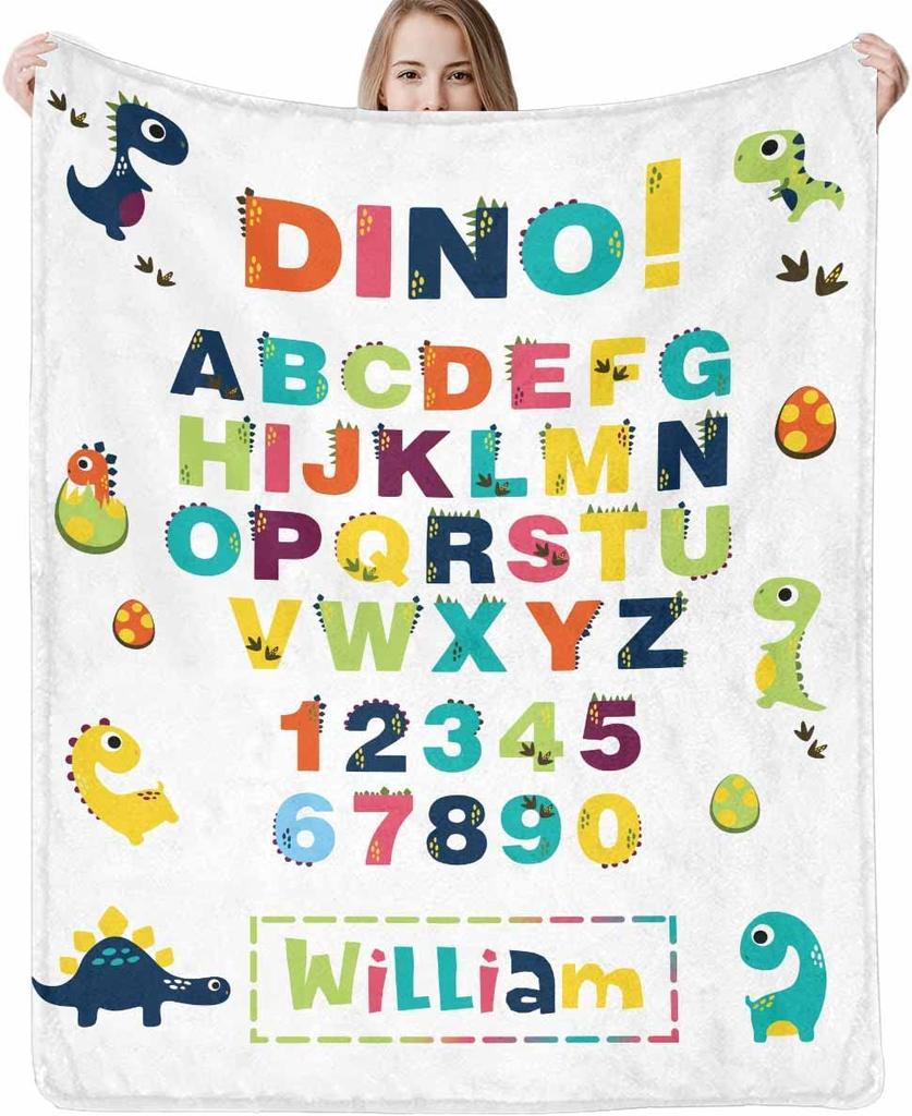 Überwurfdecke für Kinder, weiches Flanell, blaue Decken mit Dinosauriermuster, leichte und flauschige Decke mit 3D-Druck für Kinder, Geschenk für Freunde oder Kinder