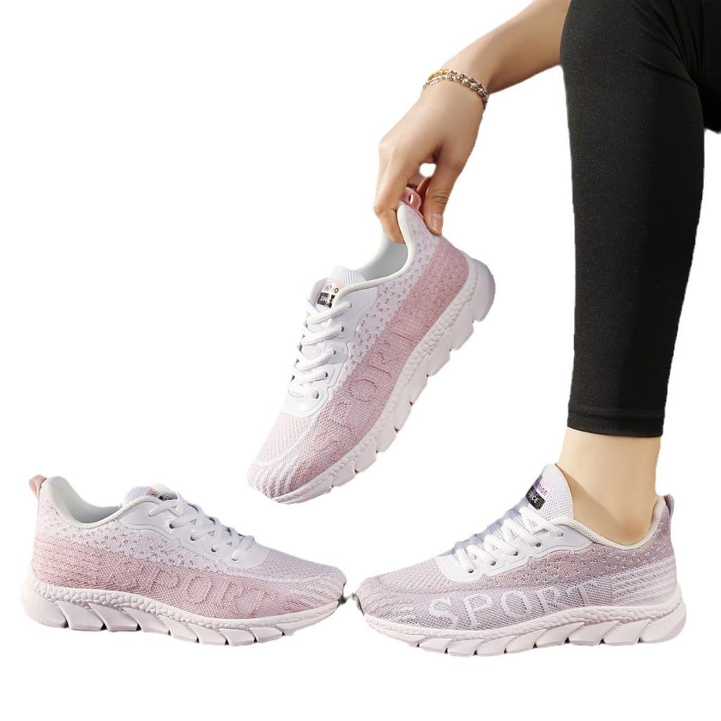 Running shoes large size new lightweight breathable sports shoes shock-absorbing soft-soled fly-woven mesh running shoes