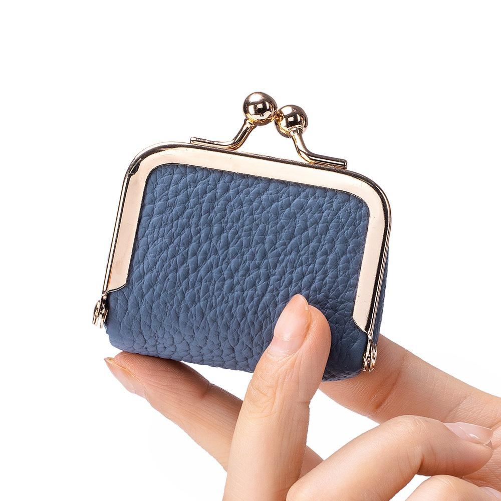 Monedero Mini de Cuero Genuino Bolsa Avanzada Linda Anillo de Diamante Dorado Bolsa para Joyas Billetera de Mano Pequeña Estuche para Auriculares Para Mujer