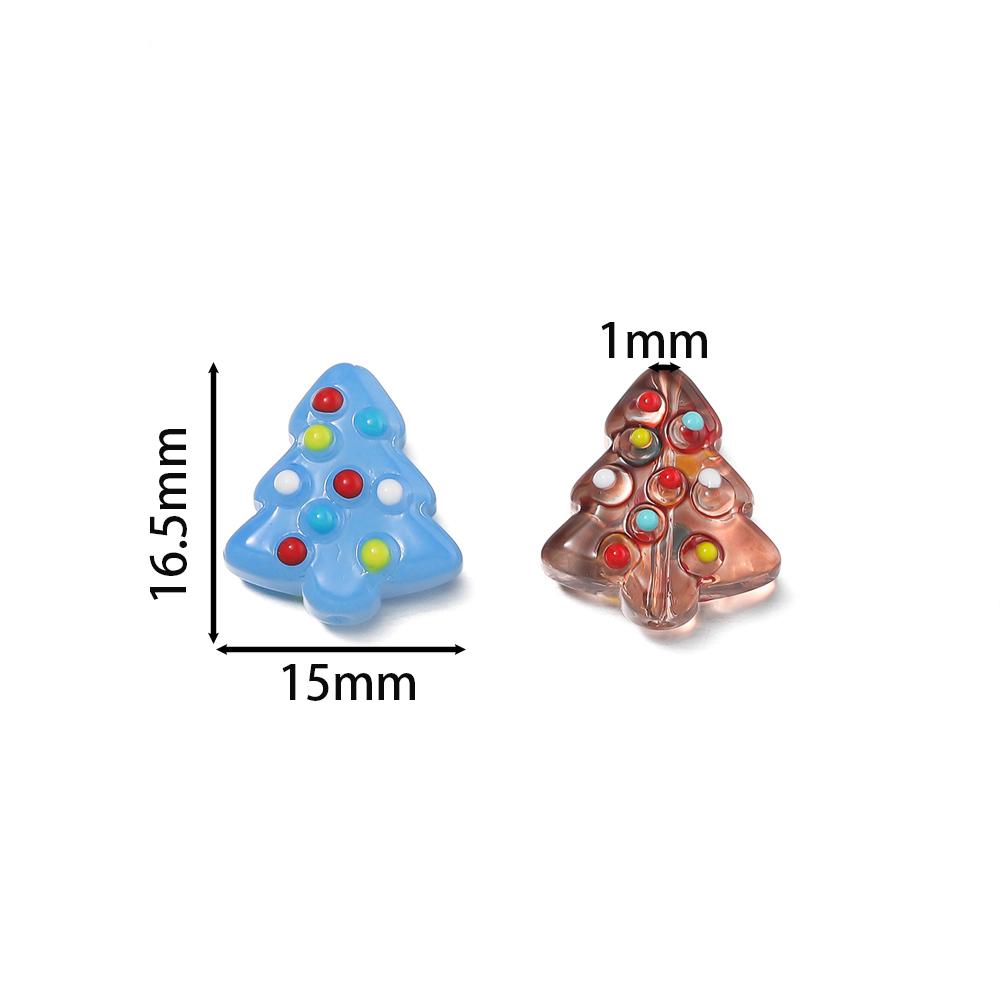 2pcs 15x16.5mm Glass Beads Colorful Christmas Tree Spacer Bead for Keychain Christmas Decoration DIY Jewelry Making Accessories
