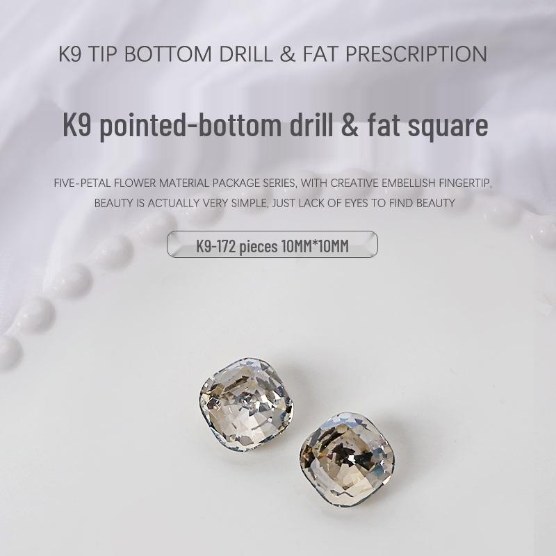 

K9 Nail Art Jewelry: High-Quality Irregular Square Diamond Rhinestones - 2pcs
