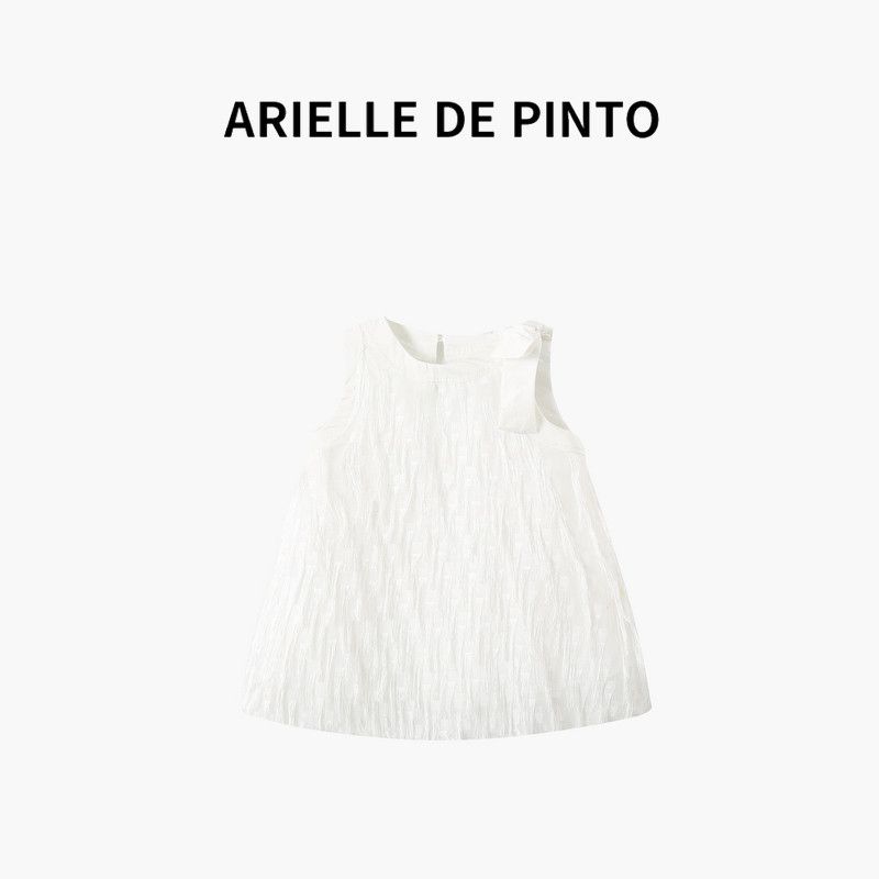French Arielle De Pinto Children s Clothing Girls  Summer Dress White Stylish Girl Princess Dress White 110cm