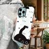Phone Case: 2D Flat Design Suitable for iPhone 18 17 16 15 14 13 Pro Film Protective Case, Couple Style, Flat Black Cat, Christmas and Halloween Gift