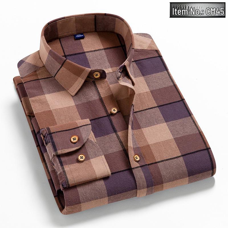 Men's Trendy Plaid Shirt: Long-Sleeved, Loose, Brushed Casual Jacket for Spring, Summer, and Autumn