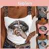 Tank Womens Sexy Leopard Tops Lips Print Sleeveless Crop Tops Fashion Party Club Summer Sleeveless Streetwear Bustier Tops Ema