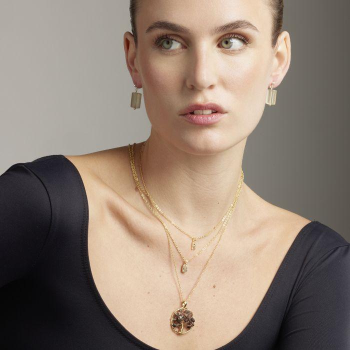 Collier - Budleia - Plaqué Or Jaune 18 Carats - Quartz Fumé - Taille Unique - Femme