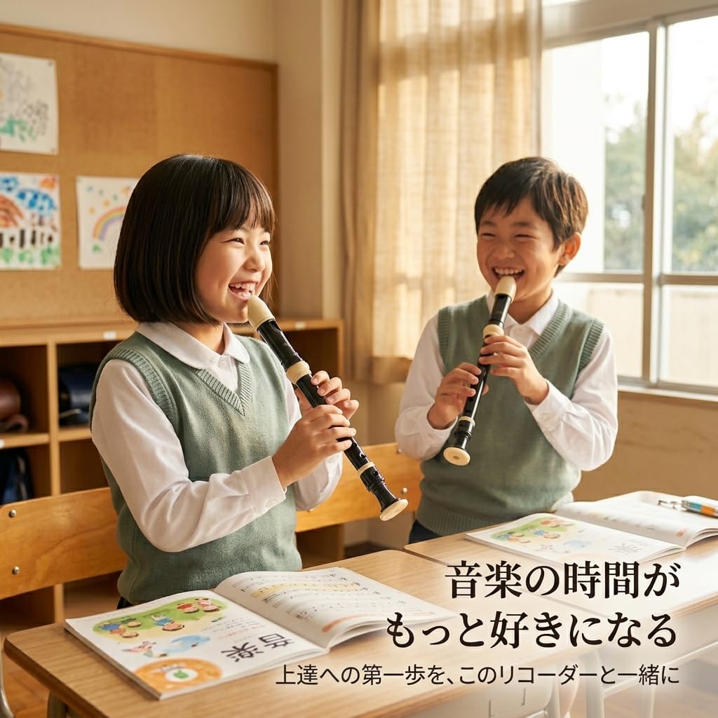 Sensen Senhin Soprano Recorder German Style 8-Hole Set [Suitable for Elementary School Classes] ABS Resin, 3-Piece Joint, Washable, Easy to Clean,