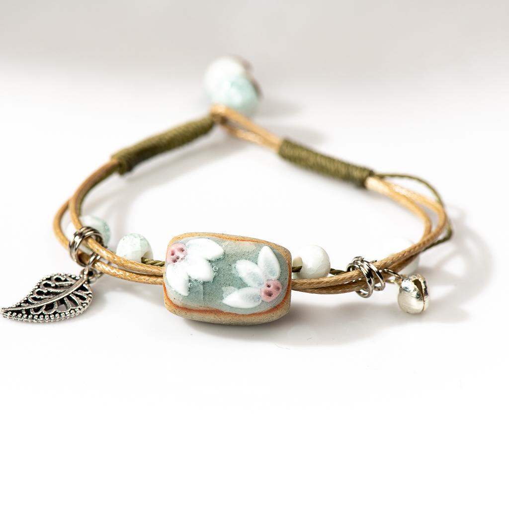 Forest Series Plant hand-kneaded Ceramic Adjustable DIY Bracelet For Women Gift Jewelry #CZ501
