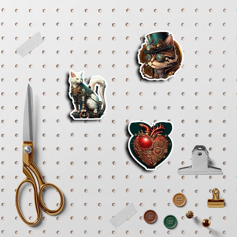 10/50pcs Steampunk Cat Stickers Graffiti Stickers for DIY Luggage Laptop Skateboard Motorcycle Bicycle Stickers