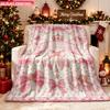 Blanket 1pc Pink Bow Elements Design 2D-Printed Flannel Throw Blanket-Soft And Cozy Suitable for Use On The Sofa While Traveling a