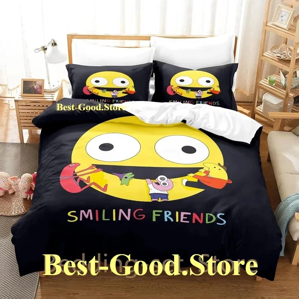 Smiling Friends Bedding Set Single Twin Printed Bed Set With Pillowcase Bed Duvet Cover Single Double Queen Super King Size