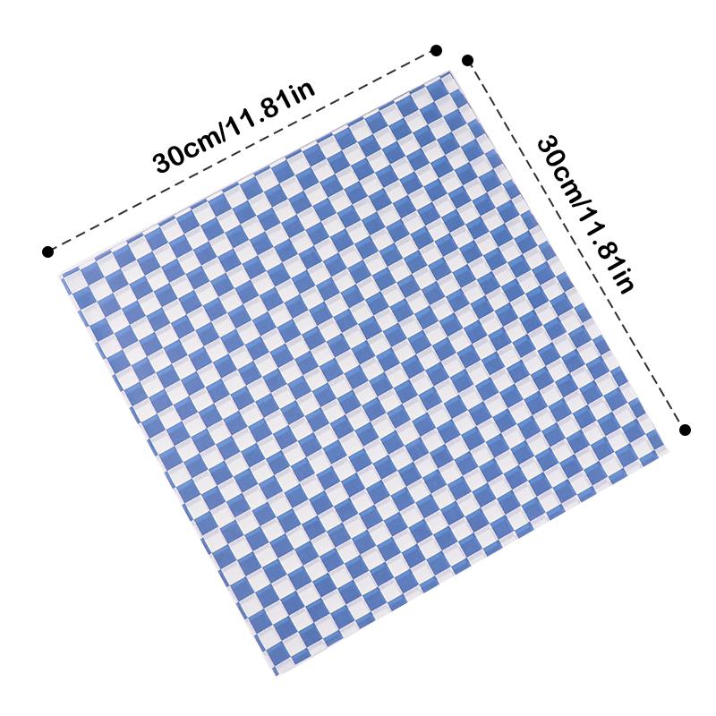 100 Piezas Papel Encapsulado a Cuadros Papel Graso de Grado Alimenticio Envoltorios de Comida Revestimiento de Cesta de Papel Papel Para Pan Sándwich Hamburguesa Papas Fritas Papel Aceitado
