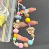Kawaii Bear Colored Beaded Phone Charm Chain Keycord For iPhone Cute Clouds Camera Bag Jewelry Strap Gift Girl Hanging Cord Rope