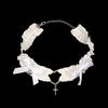 Women's Sexy Lolita Lace Garter Harness Elastic Gothic Leg Ring Choker Necklace Cute Heart Shaped Cross Thigh Garter Belt