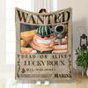 Wanted Poster Featuring a Grinning Figure Holding a Pistol, with a Bounty. for All Seasons Blanket Lunch Break Throw Gift
