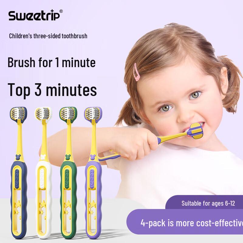

Sweetrip Kids 3-Sided Soft Bristle Toothbrush (4-Pack)