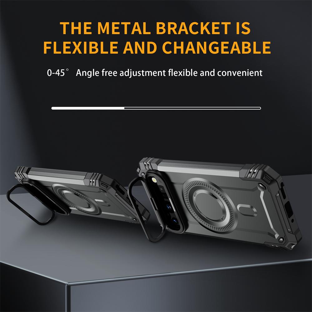 Magnetic Support Wireless Charging Camera Bracket Phone Case for Google Pixel 9 Pro XL Hard Shell Shockproof Protection Cover