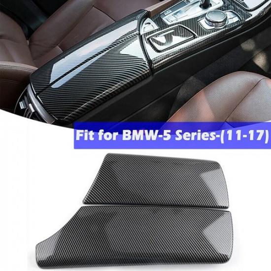 Carbon Fiber Pattern Central Armrest Box Cover Trim For BMW 5 Series F10 2011-16