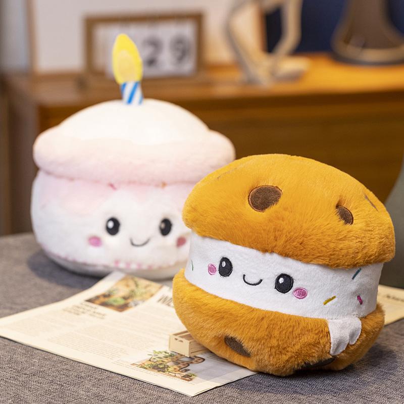 Stuffed Cake Plushie Strawberry Fruit Muffin Shape Plush Toys Cute Face Cream Snack Parsty Decor Party Gift for Birthday