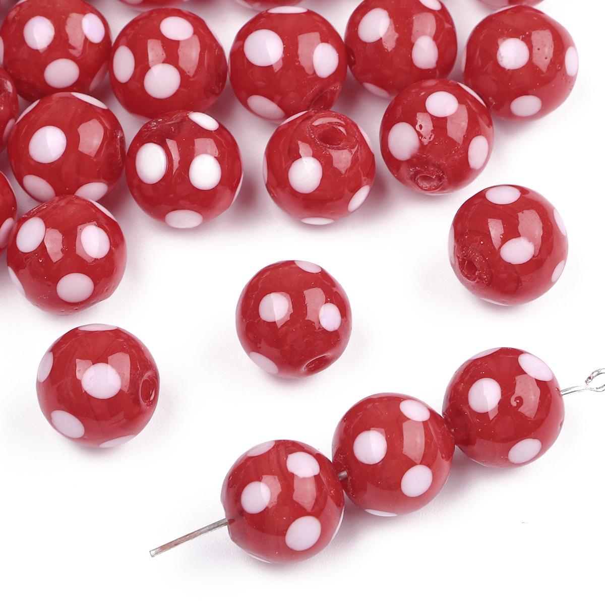 

2 шт. круглые цветные стеклянные бусины ручной работы для DIY ожерелье, браслет, серьги, изготовление ювелирных изделий, аксессуары для рукоделия красный