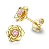 Huitan Exquisite Rose Stud Earrings for Women Luxury Sparkling Cubic Zirconia Temperament Sweet Flower Earrings Fashion Jewelry