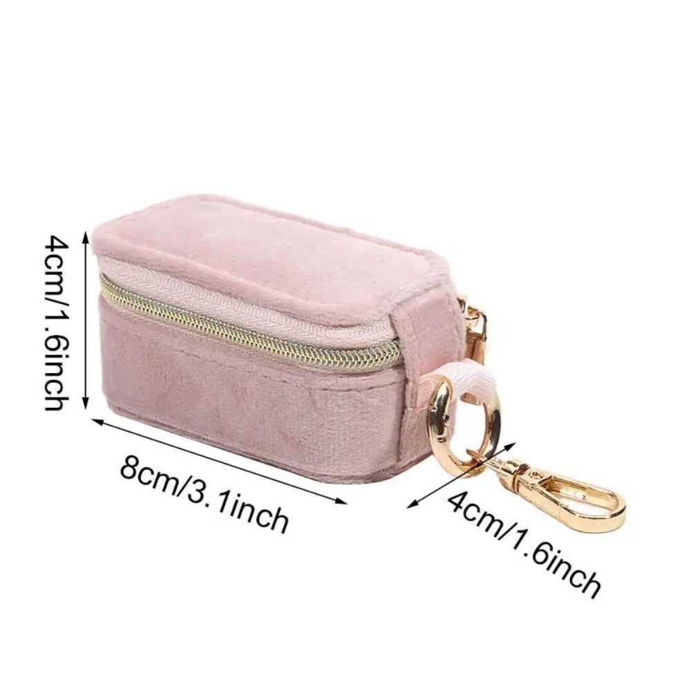 Sturdy Flocking Construction Jewelry Case Zipper Velvet Portable Storage Jewelry Box Mini Travel Ample Storage Space