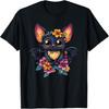 Entzückendes Fledermaus mit Blumen T-Shirt