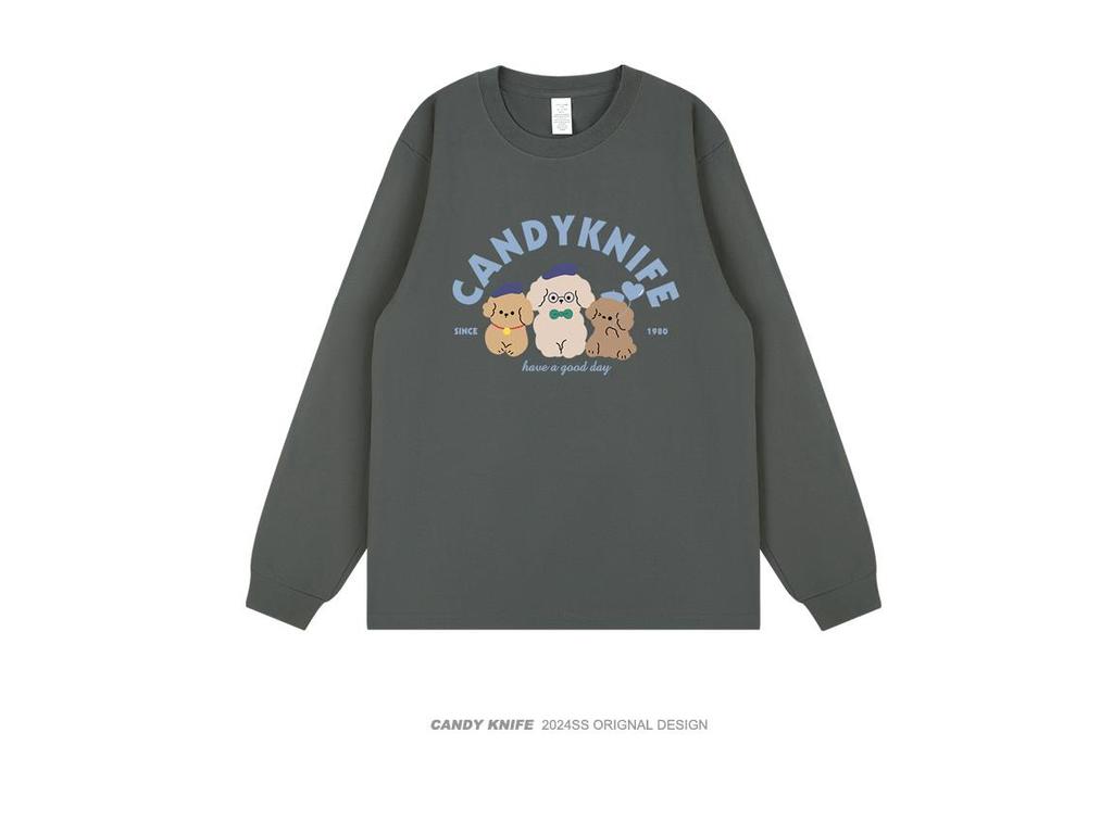 Trendy Cartoon Print Long-Sleeve T-Shirt - Age-Defying, Versatile, and Cozy for Autumn & Winter