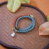 Blue Jade Gourd Pendant Bracelet - Women's Retro Chalcedony Beaded Jewelry