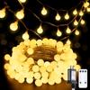 100 LED Connectable Globe String Lights Indoor Bedroom, 33ft Warm White Christmas Lights Plug In with Remote, 8 Modes Hanging Fairy Light Outdoor