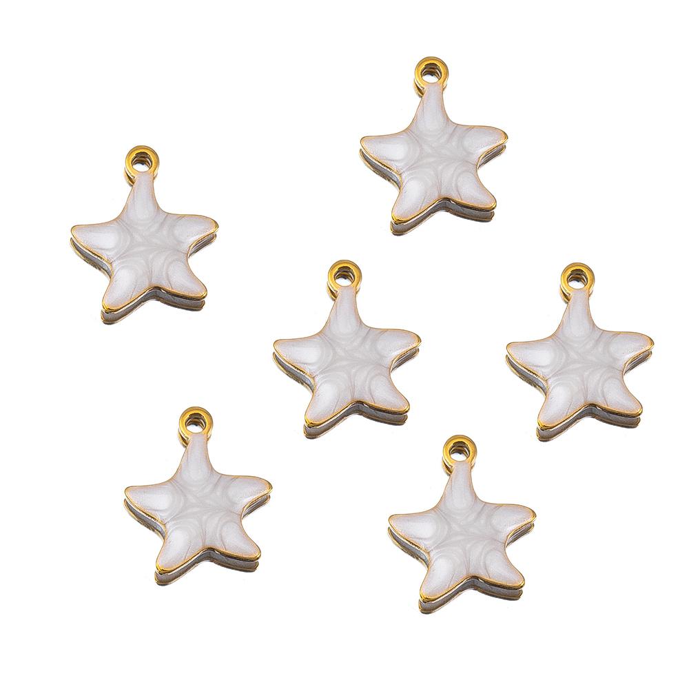 10pcs New Stainless Steel Colorful Marine Coral Starfish Fish Seaweed Charm Necklace Earring Pendant Base for DIY Jewelry Making