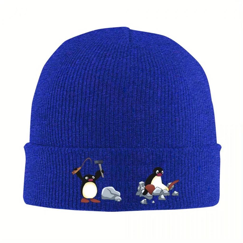 Neue wütende Geologe Pinguin Warme Strickmütze Hip Hop Mütze Herbst Winter Outdoor Beanie Mützen für Unisex Damen Erwachsene