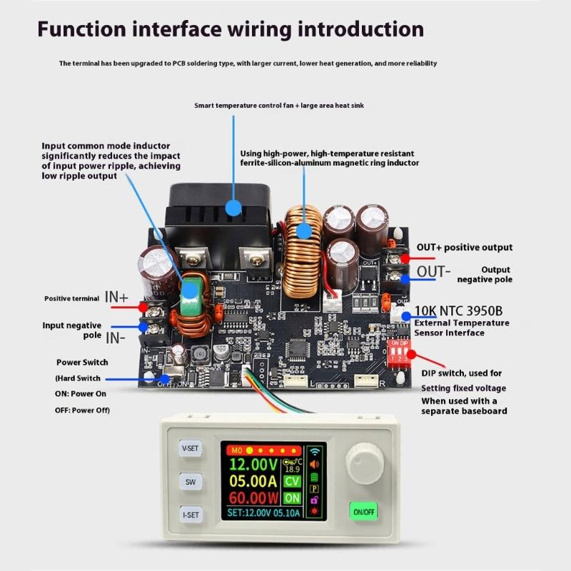 Large power 1200W 20A Output Adjustable Regulator Simple Installation for Laboratory Equipment & Circuits Maintenance
