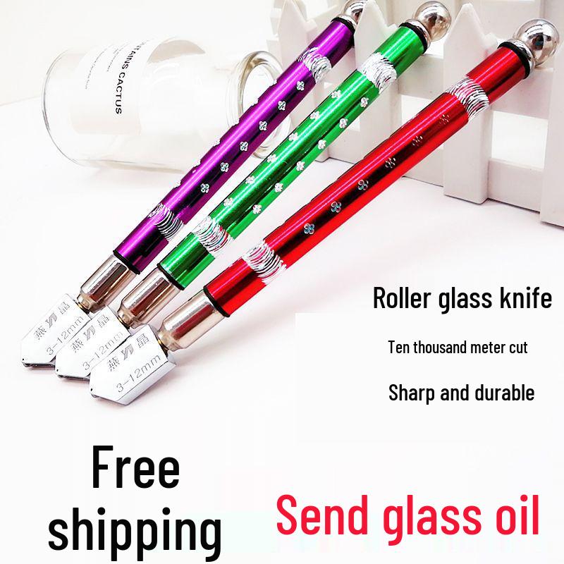 Multifunctional Roller Glass Cutter & Tile Scorer - Diamond Blade for Thick Glass & Tiles