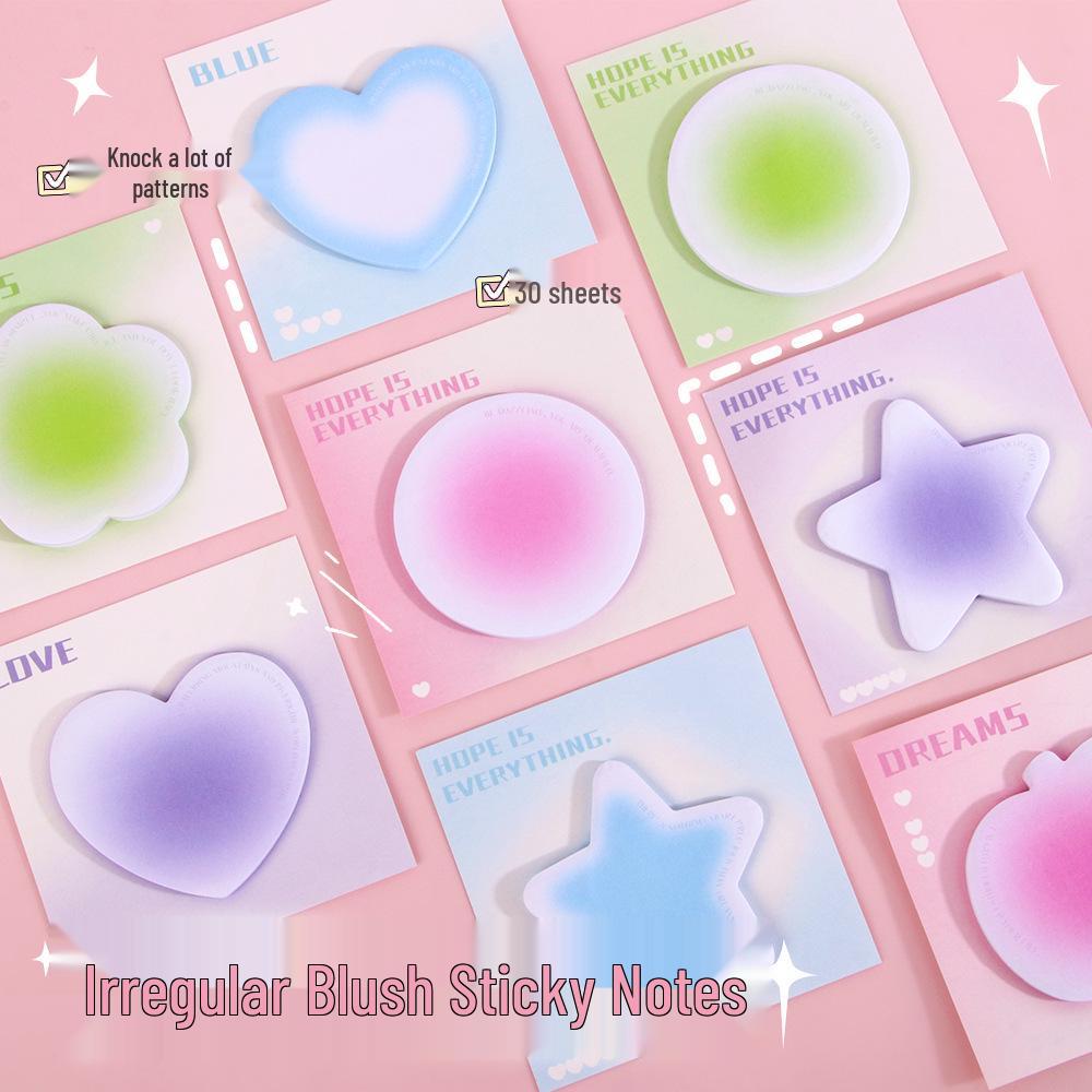 Colorful Irregular Heart Gradient Sticky Notes - Self-Adhesive Halo Blush Memo Paper