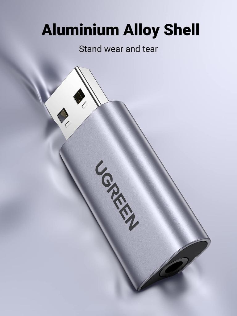 UGREEN USB to Headphone Jack External Sound Card TRRS with Integrated Microphone and Headphone Direct Ideal for Raspberry Windows and More 3.5mm