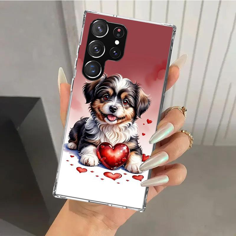 Lovely Puppy Heart Dogs Phone Case for Samsung Galaxy S26 S24 S23 Ultra S25 Edge S22 S21 Plus S20 FE + Soft Print Shell Funda Ga