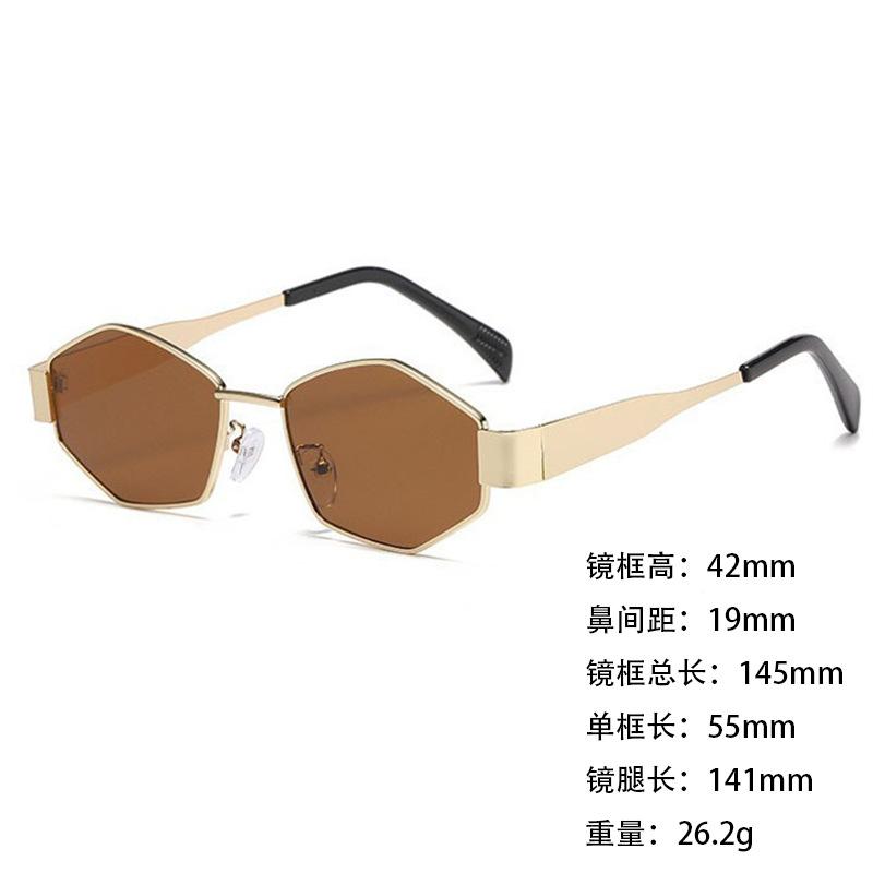 Metal Sunglasses Small Frame Wide Thick Legs Oval Foreign Trade Sunglasses High Fashion Thin Sunshade Glasses
