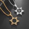 Men\'s High Quality Metal Gold Plated Star of David Masonic Pendant Necklace Classic Punk Religious Style Amulet Jewelry