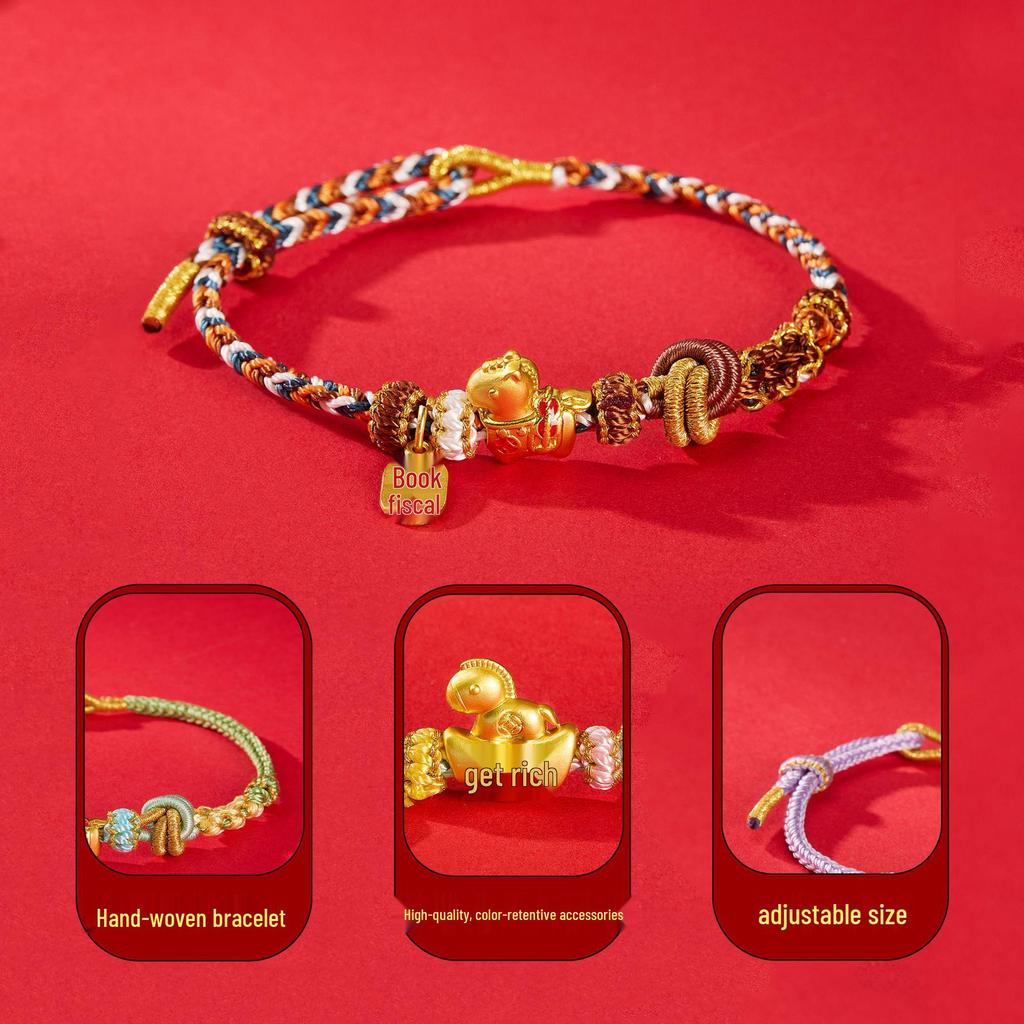 Braccialetto Rosso Stringa dell'Anno del Cavallo: Regalo Intrecciato a Mano per Coppia Zodiacale