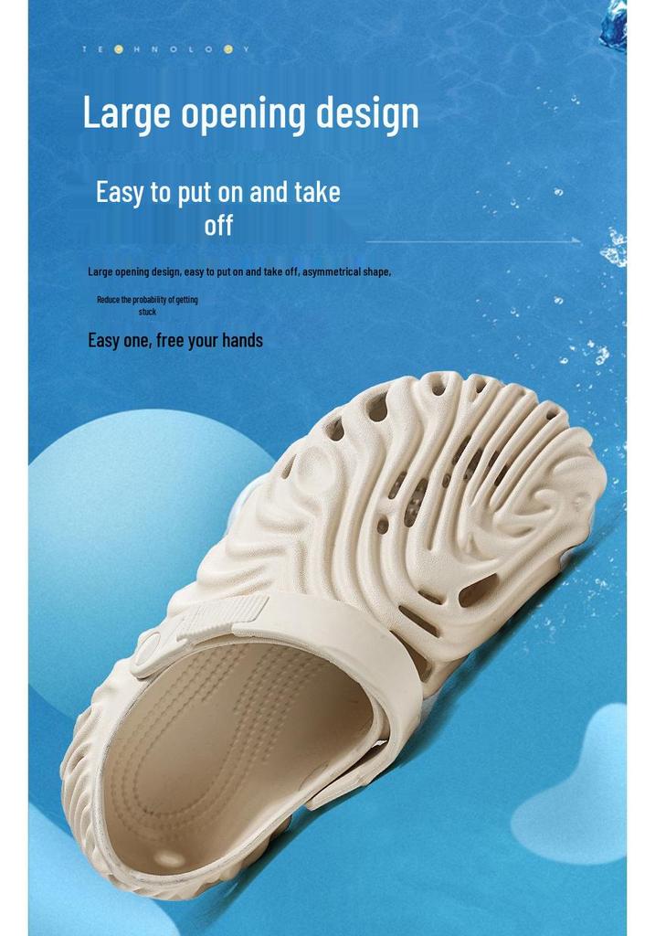 Men's 2025 Summer EVA Thick Sole Open Toe Sandals - Soft Sole Beach and Outdoor Sports Slippers with Fingerprint Hole Design