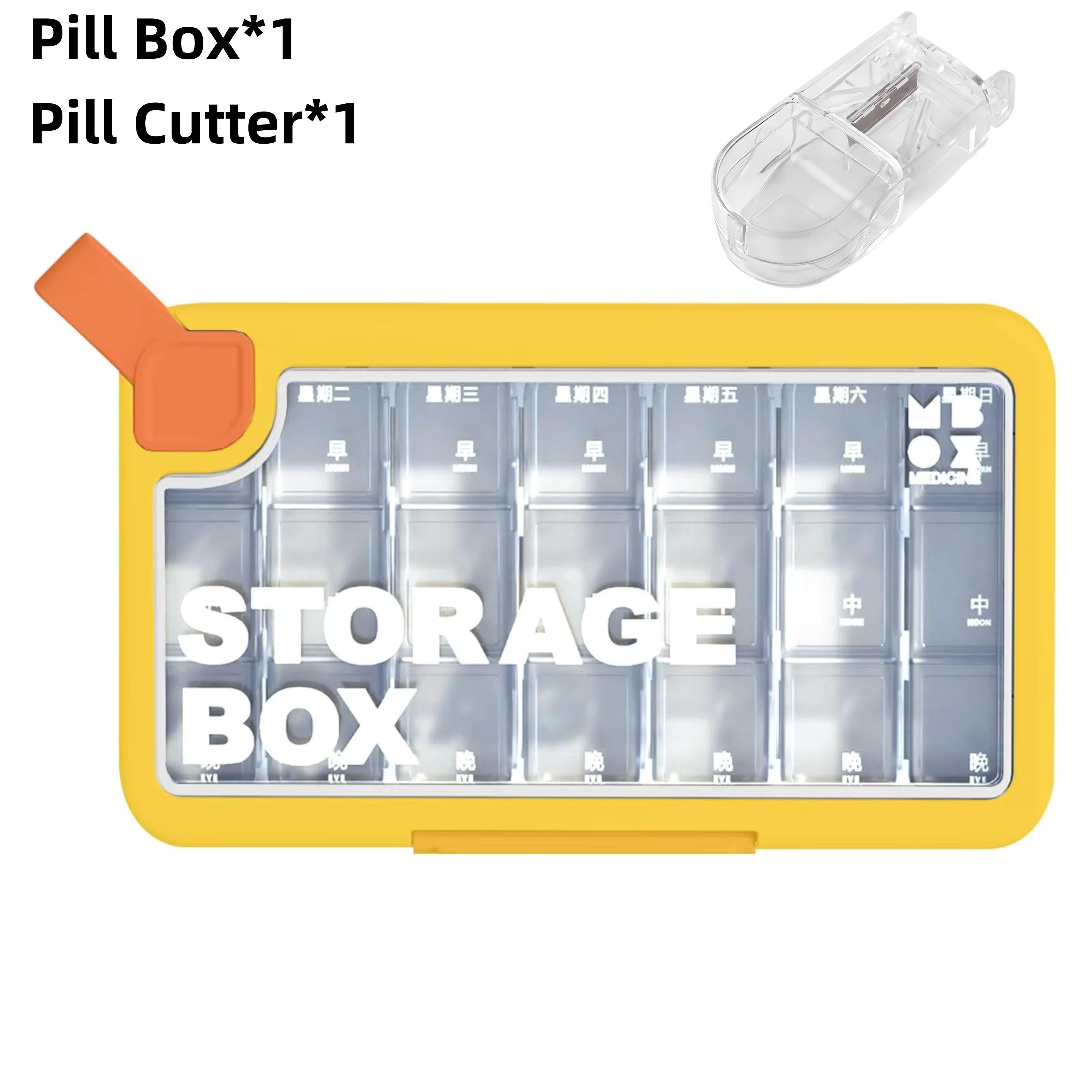 

Weekly Pill Organizer Pill Boxes Organizer 3 Times A Day Am Noon Pm Meet Travel Medication Container Vitamin Supplement Fish Oil помаранчевий