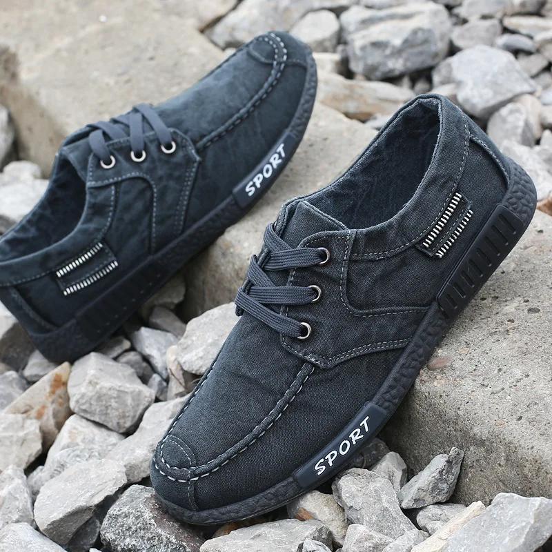 Neue Canvas-Schuhe Deodorant Atmungsaktive Herrenschuhe Tide-Schuhe Rutschfest Männliche Studenten Schnürschuhe Lässig Streifen Herrenschuhe 219 Neu