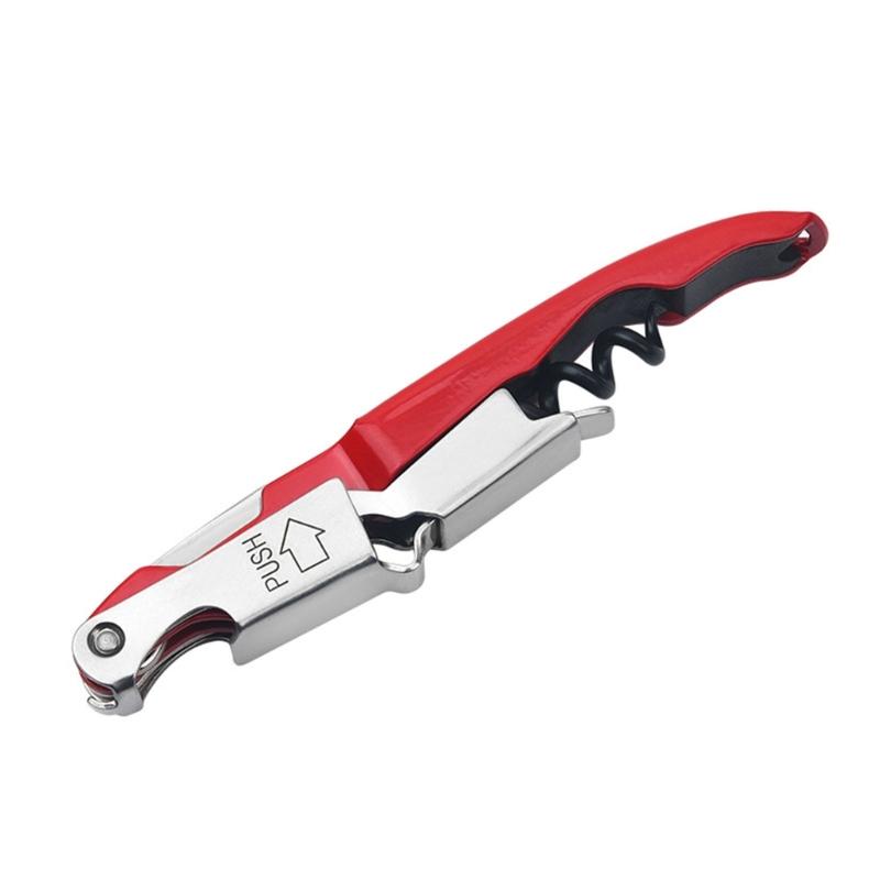 

Double Purpose Stainless Steel Opener Tool For Beer Caps And Wine Corks Nonslip Grip Portable Design For Kitchens красный