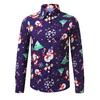 Men Casual Snowflakes Santa Candy Printed Christmas Shirt Top Blouse